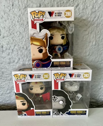 3 Wonder Woman Funko Pop Figures 80th Anniversary Edition
