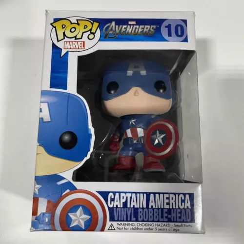 Captain America 10 Avengers Pop Marvel Vinyl Bobble Head Funko Box Has Wear