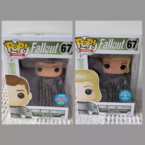 Fallout Funko Pop POWER ARMOR UNMASKED Female Male Action Figures #67 Exclusives