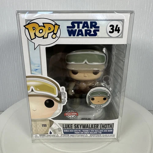 Funko Pop #34 Star Wars Luke Skywalker Hoth With Pin Special Edition PROTECTOR