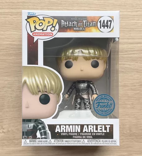 Funko Pop Attack On Titan Armin Arlelt Metallic #1447 + Free Protector