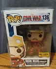 Funko Pop Avengers Civil War IRON MAN Unmasked 136 Hot Topic w/Protector NIB