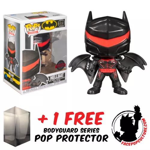 FUNKO POP DC BATMAN HELLBAT #373 EXCLUSIVE VINYL FIGURE + POP PROTECTOR
