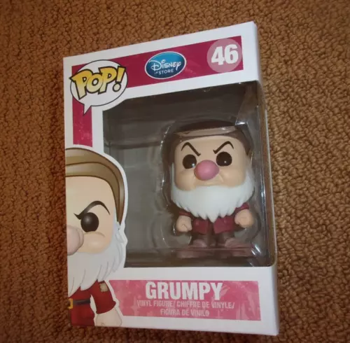 Funko Pop! Disney Grumpy #46, Disney Store Logo, Rare, w/ Soft Protector