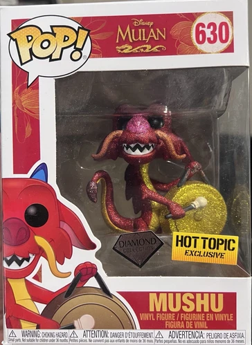 Funko Pop! Disney Mushu Diamond Glitter Hot Topic Exclusive #630 With Protector