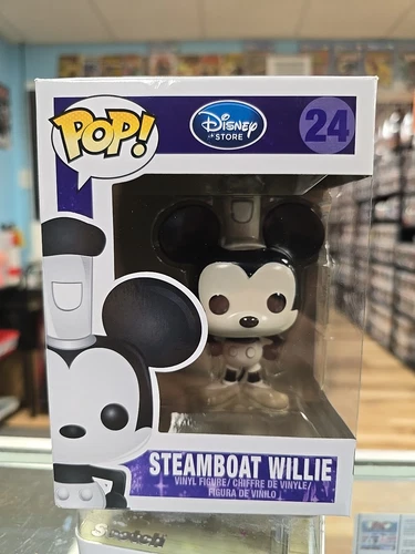 Funko POP DISNEY STORE LABEL FIRST RELEASE RARE 24 Steamboat Willie Mickey Mouse