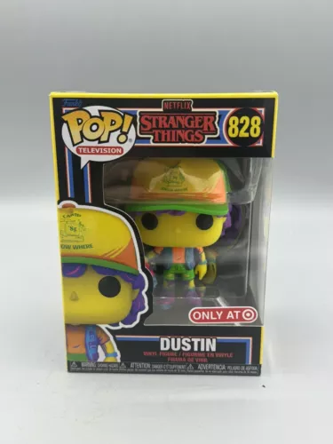 Funko Pop Dustin 828 Stranger Things Netflix Target Exc Black Light Not Mint