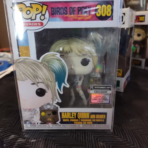Funko Pop Heroes -#308 Harley Quinn and Beaver EE Excl -Birds of Prey