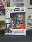 Funko Pop! Mandalorian With Darksaber GLOW Gamestop Exclusive #604 In Protector