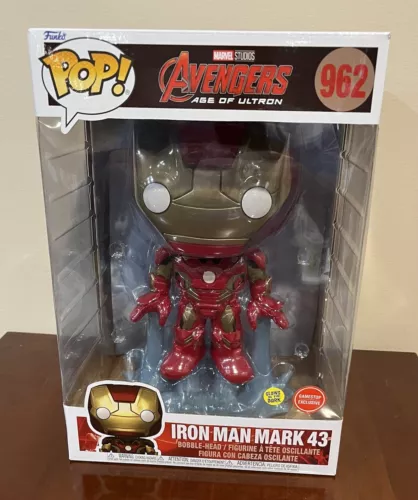 FUNKO POP! MARVEL # 962 JUMBO 10" IRON MAN MARK 43 GameStop Exclusive NEW GITD
