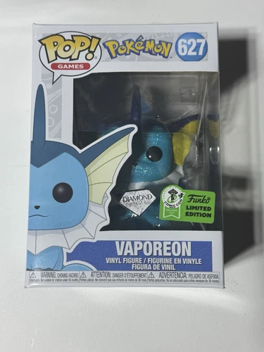 Funko Pop Pokemon Vaporeon Diamond Glitter #627 ECCC Exclusive FREE PROTECTOR
