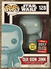 Funko Pop Star Wars #128 Qui Gon Jinn GITD 2017 Galactic Con Exc + Pop Protector