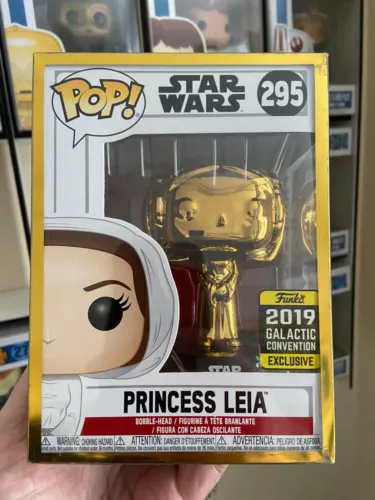 Funko Pop! Star Wars #295 Princess Leia Gold Chrome 2019 Galactic Con Exc +P/P