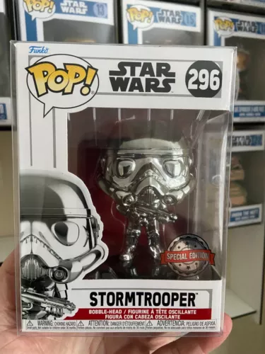 Funko Pop! Star Wars #296 Stormtrooper Silver Chrome Special Edition +Protector