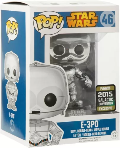 FUNKO POP STAR WARS #46 E-3PO CHROME 2015 GALACTIC CONVENTION EXCLUSIVE *NEW*