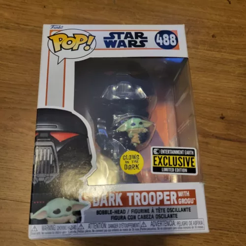 Funko Pop! Star Wars Dark Trooper With Grogu Entertainment Excl 488 GITD
