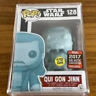 Funko Pop Star Wars Qui Gon Jinn #128 2017 Galactic Convention GITD + Hardstack