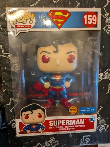 Funko Pop Superman #159 Chase Red Eyes Metallic Walmart Exclusive 10 Inch Vaultd