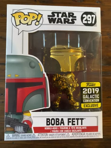 FUNKO Pop Vinyl Star Wars GOLD BOBA FETT Figure 2019 Shared Exclusive C9+