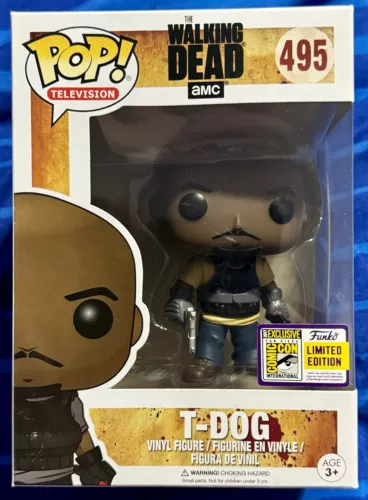 FUNKO POP VINYL TV AMC THE WALKING DEAD 495 T-DOG SDCC BNIB + PROTECTOR VAULTED