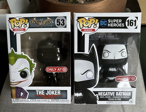 Funko POP! DC Heroes Negative Batman #161 And Arkham Joker #53 Target Exclusive