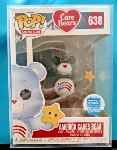 Funko Pop! Animation Care Bears America Cares Bear 638 EXCLUSIVE w/Protector