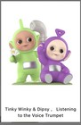 Teletubbies Popmart Figure- Tinky Winky & Dipsy, Listening to the Voice Trumpet