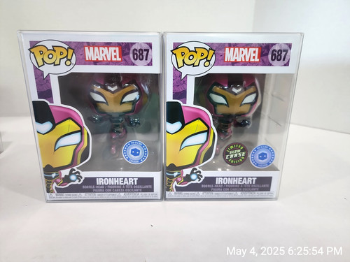 Funko Pop Marvel Ironheart PIAB Exclusive Glow Chase & Common #687 + Protectors