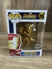 Funko Pop Marvel GOLD CHROME IRON MAN #285 Infinity War Exclusive w/ Protector