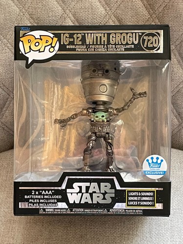 FUNKO POP STAR WARS IG-12 WITH GROGU #720 FUNKO EXCLUSIVE 6" FIGURE NEW IN BOX