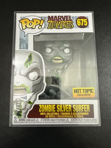 MARVEL ZOMBIE SILVER SURFER #675 HOT TOPIC EXCLUSIVE FUNKO POP! WITH .50MM CASE