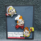 3 Kellogg's Cereal Metal Promotional Buttons Rice Krispies SNAP CRACKLE POP