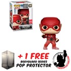 FUNKO POP DC FLASH RUNNING TRANSPARENT #208 SDCC 2018 EXCLUSIVE + POP PROTECTOR