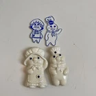 (4)VTG 1988 Ceramic Pillsbury Doughboy and Pop N Fresh Fridge Magnets