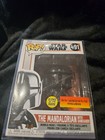 NIB Funko Pop Mando #491 Darksaber GITD Box Warehouse Exclusive w/Protector