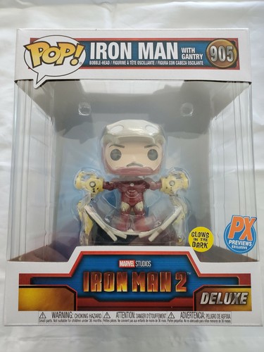 FUNKO POP IRON MAN 2  with GANTRY PREVIEWS EXCLUSIVE GITD #905 MIB