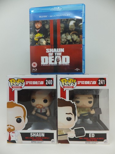 Shaun Of The Dead  Shaun And Ed Funko Pop Vinyl #240 #241 with Blu Ray DVD #A3