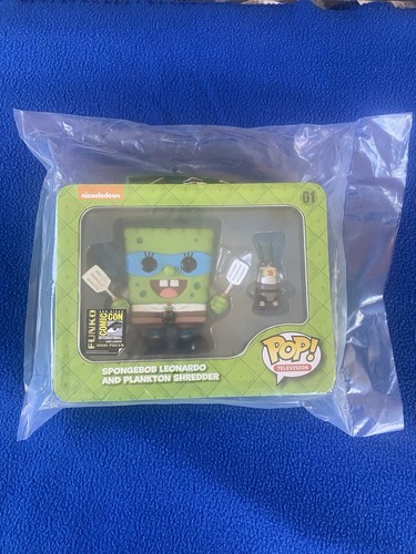 2014 SDCC Funko POP SpongeBob Leonardo & Plankton  Shredder TMNT Lunchbox sealed