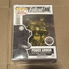 Funko Pop Fallout Power Armor Gold Gamestop Exclusive #49 with Protector