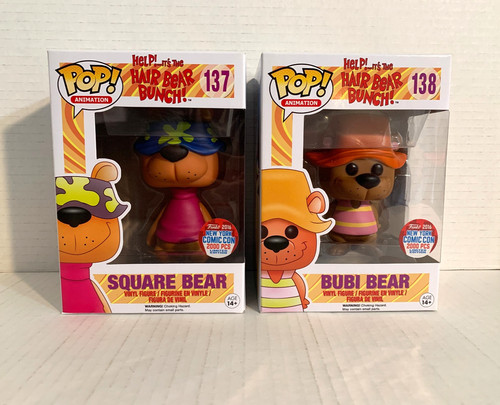 Funko Pop! Animation Square Bear #137 & Bubi #138 Hair Bear Bunch NYCC 2016 LE