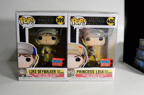 Luke Skywalker #399 + Princess Leia #400 - Jedi Training 2020 - Funko Pops - NEW