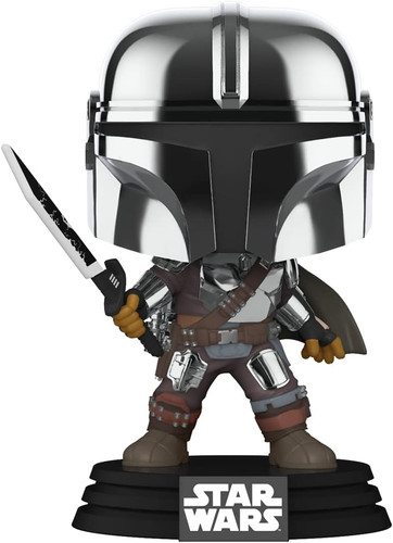 POP Funko Star Wars Mandalorian with Darksaber (Chrome & Glow in the Dark), Excl