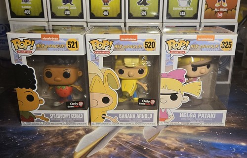 Hey Arnold! FunkoPop Banana Arnold #520, Strawberry Gerald #521 & Helga Pataki