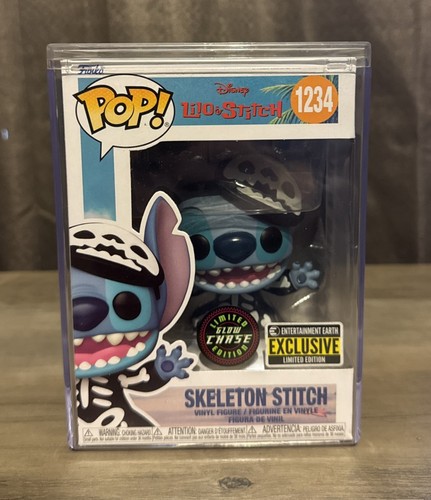 DISNEY Funko POP Lilo & Stitch Skeleton Stitch Exclusive Glow Chase in Hard Case
