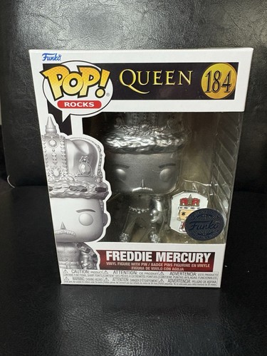 Funko Pop! Rocks Queen Freddie Mercury King Platinum + Pin #184 Special Edition