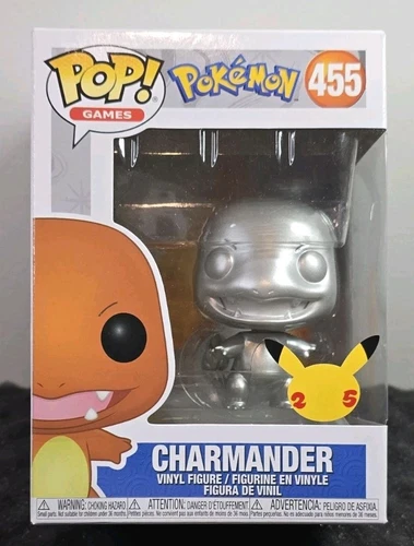 Charmander Metallic Silver #455 25th Anniversary Brand New Funko Pop - Pokémon