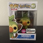 Funko Pop Games Pokemon Grookey Flocked + Protector- Limited AmazonFigure #957