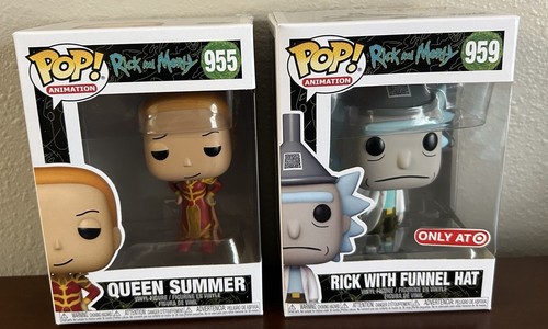 Funko Pop! Rick and Morty Queen Summer #955 And Rick With Funnel Hat #959 READ