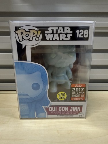 Funko Pop Star Wars Qui Gon Jinn 128 Holographic Exclusive Convention 2017