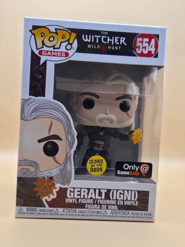 Funko Pop! The Witcher Geralt (IGNI) Glow In The Dark #554 GameStop Exclusive